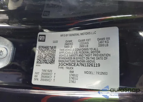 2022 Chevrolet Colorado 2Wd Long Box Lt z USA, uszkodzony, nr VIN 1GCHSCEA7N1326119